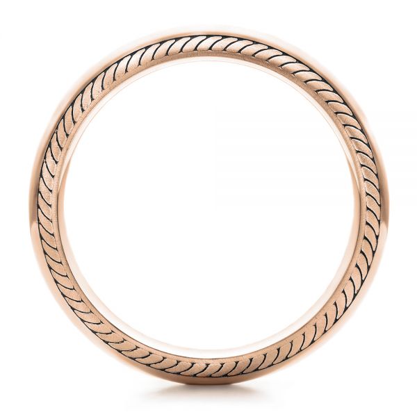 18k Rose Gold 18k Rose Gold Men's Engraved Wedding Band - Front View - 101046