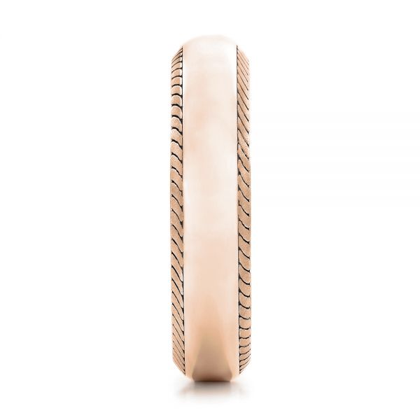 18k Rose Gold 18k Rose Gold Men's Engraved Wedding Band - Side View - 101046