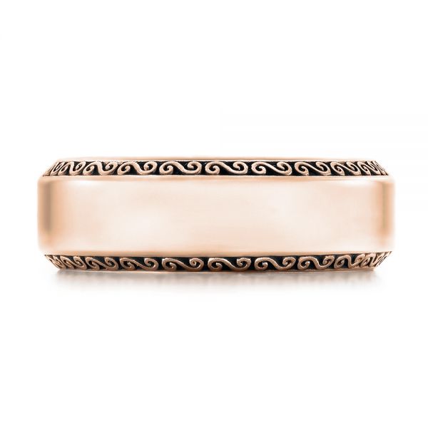 18k Rose Gold 18k Rose Gold Men's Engraved Wedding Band - Top View -  101043