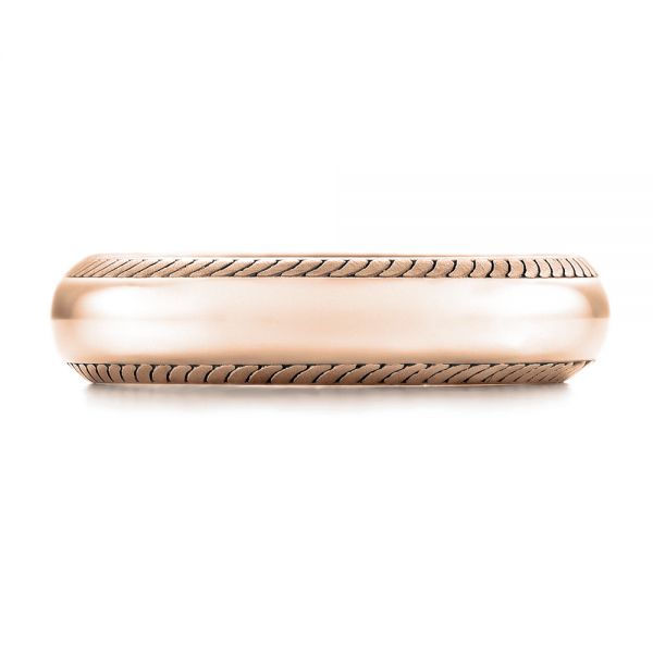 18k Rose Gold 18k Rose Gold Men's Engraved Wedding Band - Top View - 101046