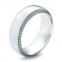  Platinum Platinum Men's Engraved Wedding Band - Three-Quarter View -  101038 - Thumbnail