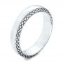  Platinum Platinum Men's Engraved Wedding Band - Three-Quarter View -  101042 - Thumbnail