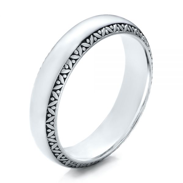 Men's Engraved Wedding Band - Three-Quarter View -  101048