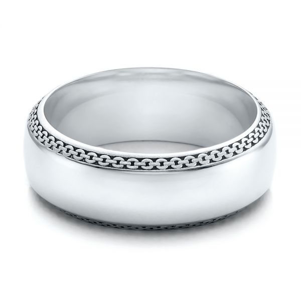  Platinum Platinum Men's Engraved Wedding Band - Flat View -  101038