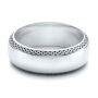 18k White Gold 18k White Gold Men's Engraved Wedding Band - Flat View -  101038 - Thumbnail