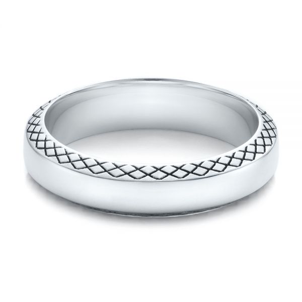  Platinum Platinum Men's Engraved Wedding Band - Flat View -  101042