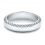 14k White Gold Men's Engraved Wedding Band - Flat View -  101042 - Thumbnail