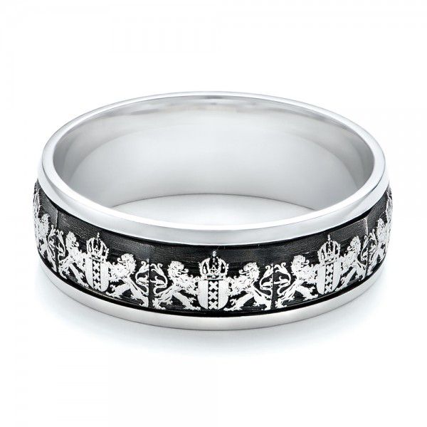 Men's Engraved Wedding Band - Flat View -  101053