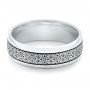  18K Gold Men's Engraved Wedding Band - Flat View -  101060 - Thumbnail