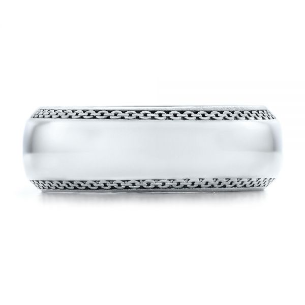 18k White Gold 18k White Gold Men's Engraved Wedding Band - Top View -  101038