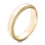 14k Yellow Gold 14k Yellow Gold Men's Engraved Wedding Band - Three-Quarter View -  101046 - Thumbnail