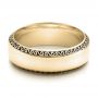 18k Yellow Gold 18k Yellow Gold Men's Engraved Wedding Band - Flat View -  101043 - Thumbnail