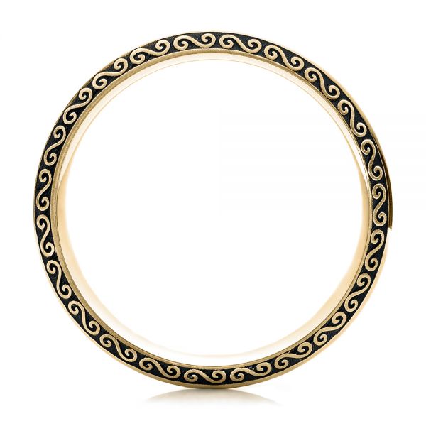 18k Yellow Gold 18k Yellow Gold Men's Engraved Wedding Band - Front View -  101043