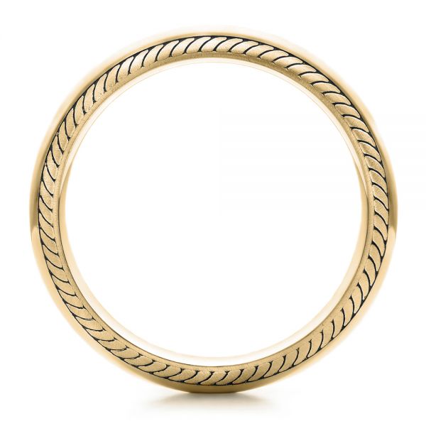 18k Yellow Gold 18k Yellow Gold Men's Engraved Wedding Band - Front View - 101046