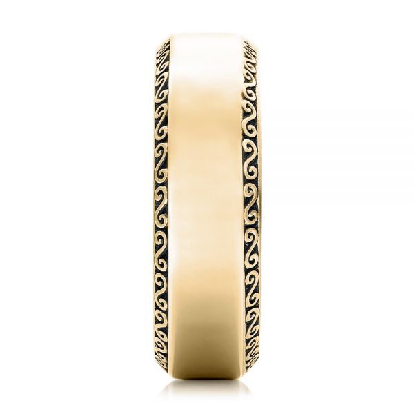 18k Yellow Gold 18k Yellow Gold Men's Engraved Wedding Band - Side View -  101043