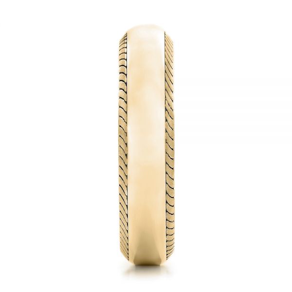 18k Yellow Gold 18k Yellow Gold Men's Engraved Wedding Band - Side View - 101046