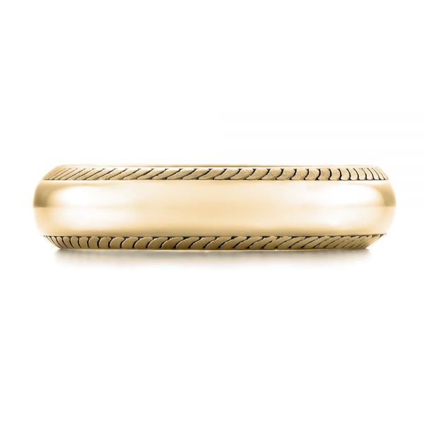 18k Yellow Gold 18k Yellow Gold Men's Engraved Wedding Band - Top View - 101046