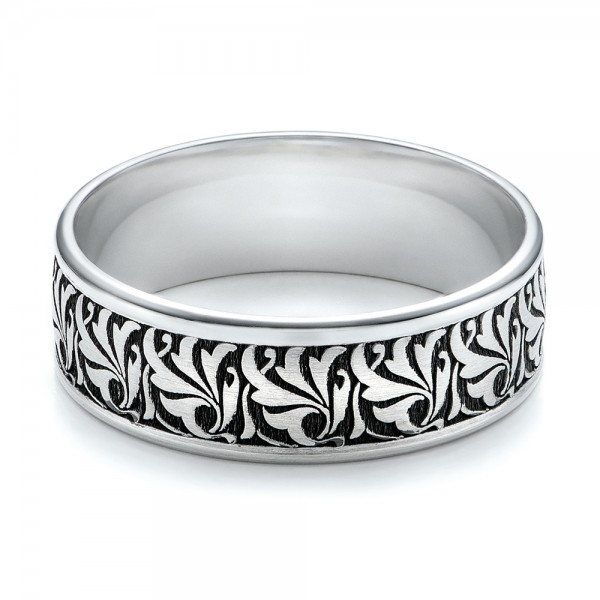 Men's Engraved Wedding Band - Flat View -  101056