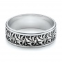  18K Gold Men's Engraved Wedding Band - Flat View -  101056 - Thumbnail