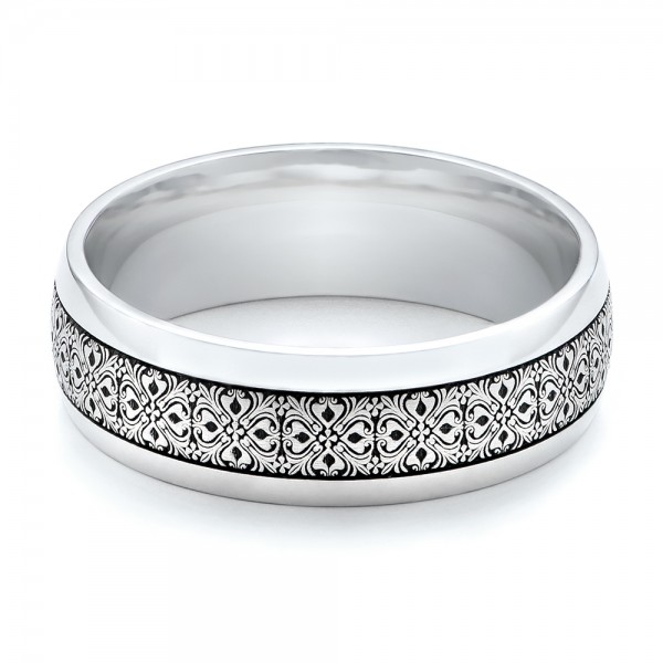 Mens Engraved Wedding Band Flat 101060 