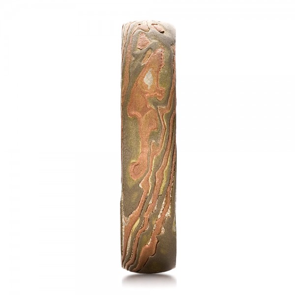 Men's Etched Mokume Band - Side View -  100522