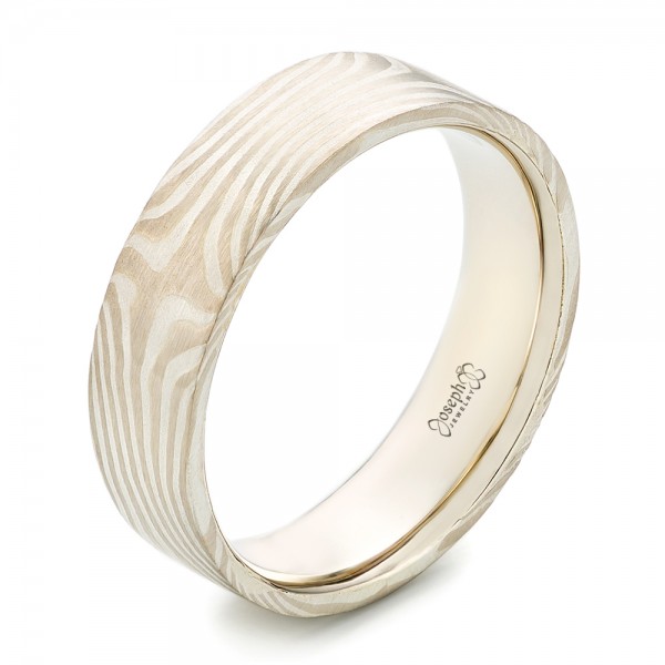 Custom Men's Mokume Wedding Band - Three-Quarter View -  101419