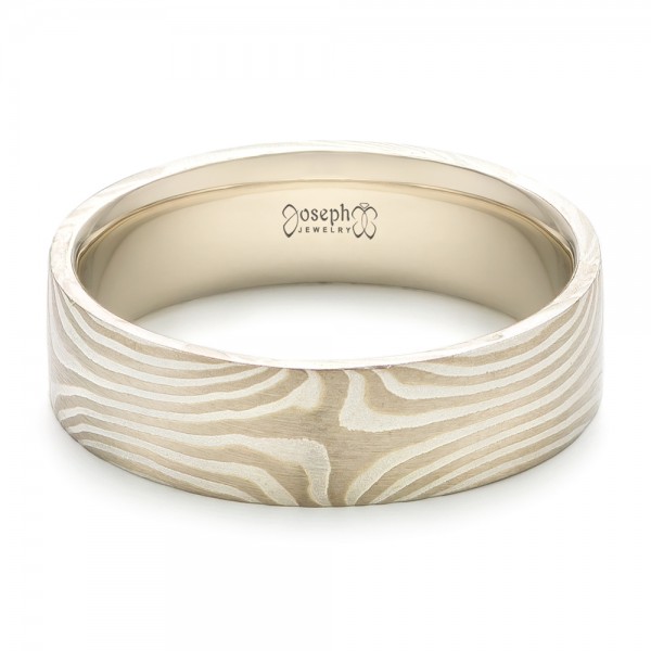 Custom Men's Mokume Wedding Band - Flat View -  101419