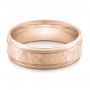 14k Rose Gold 14k Rose Gold Men's Hammered Finish Band - Flat View -  101191 - Thumbnail