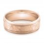 14k Rose Gold 14k Rose Gold Men's Hammered Finish Band - Flat View -  101191 - Thumbnail