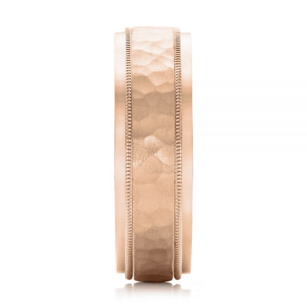 18k Rose Gold 18k Rose Gold Men's Hammered Finish Band - Side View - 101191