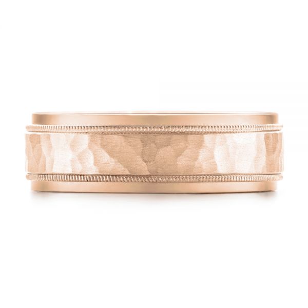 18k Rose Gold 18k Rose Gold Men's Hammered Finish Band - Top View - 101191