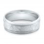 18k White Gold 18k White Gold Men's Hammered Finish Band - Flat View -  101191 - Thumbnail