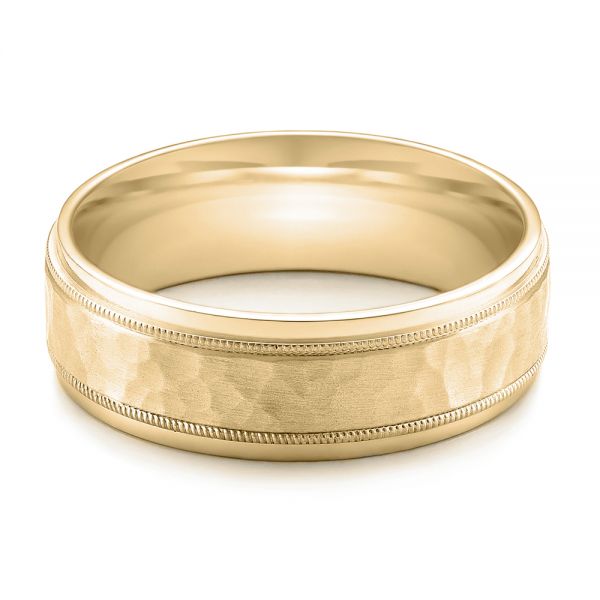 14k Yellow Gold 14k Yellow Gold Men's Hammered Finish Band - Flat View -  101191