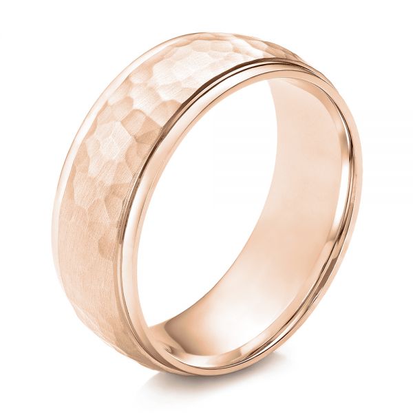 14k Rose Gold 14k Rose Gold Men's Hammered Finish Band - Three-Quarter View -  101190