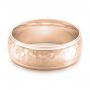 14k Rose Gold 14k Rose Gold Men's Hammered Finish Band - Flat View -  101190 - Thumbnail