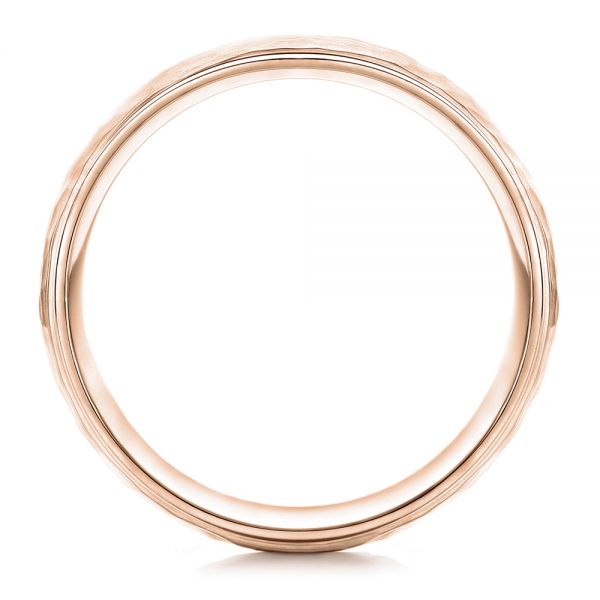 18k Rose Gold 18k Rose Gold Men's Hammered Finish Band - Front View -  101190