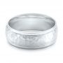 18k White Gold 18k White Gold Men's Hammered Finish Band - Flat View -  101190 - Thumbnail