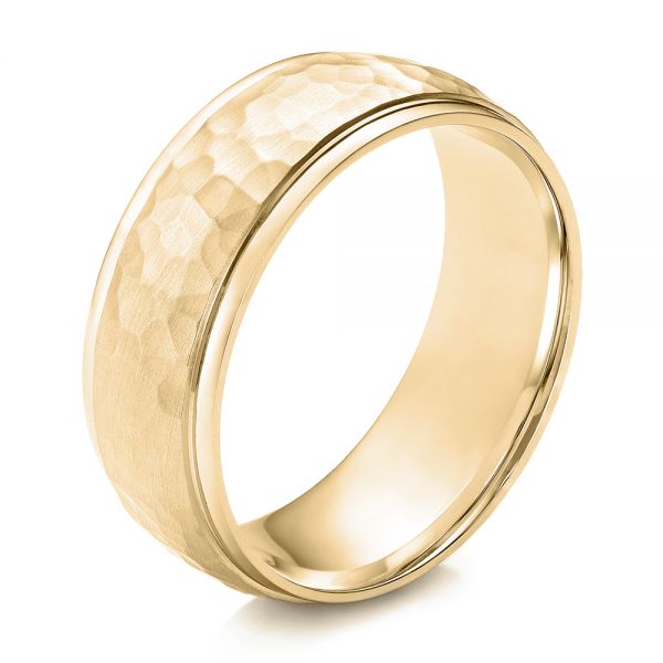 14k Yellow Gold 14k Yellow Gold Men's Hammered Finish Band - Three-Quarter View -  101190