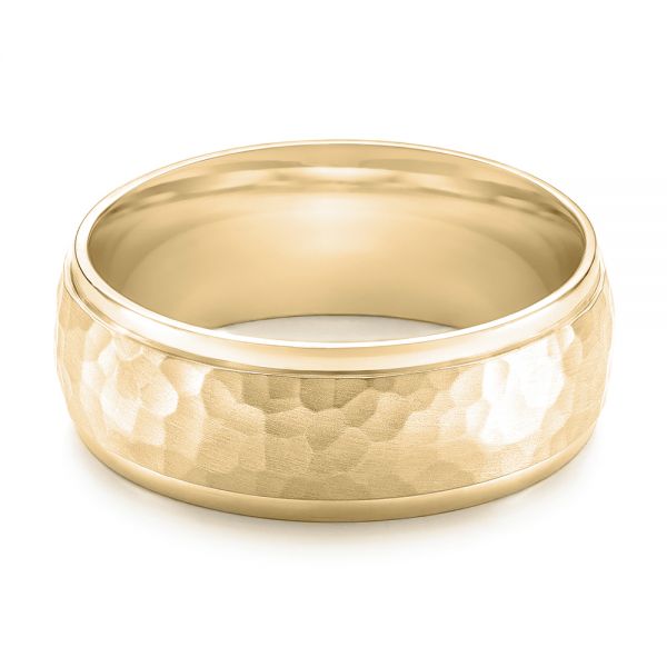 14k Yellow Gold 14k Yellow Gold Men's Hammered Finish Band - Flat View -  101190