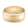 18k Yellow Gold 18k Yellow Gold Men's Hammered Finish Band - Flat View -  101190 - Thumbnail