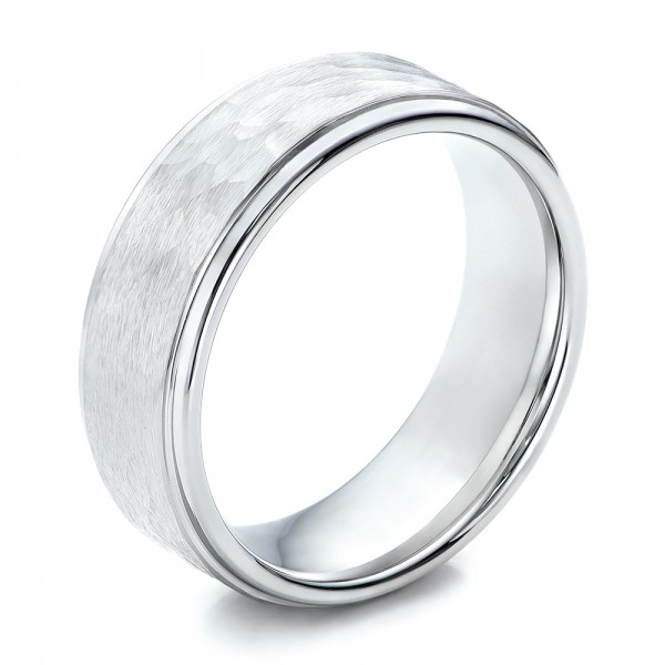 Men's Hammered Finish White Tungsten Band - Image