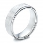 Men's Hammered Finish White Tungsten Band - Three-Quarter View -  1356 - Thumbnail