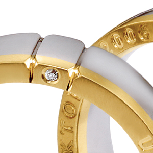  Platinum And 18K Gold Men's Inscribed Diamond Band - Three-Quarter View -  270 - Thumbnail