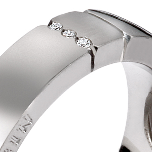Platinum Men's Inscribed Diamond Band - Three-Quarter View - 273
