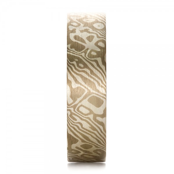 Men's Mokume Flat Band - Side View -  100524