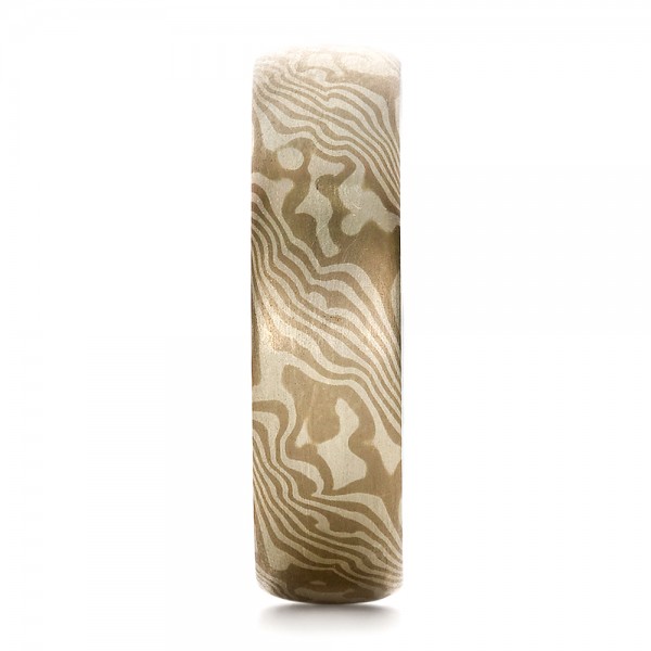 Men's Mokume Half Round Band - Side View -  100523