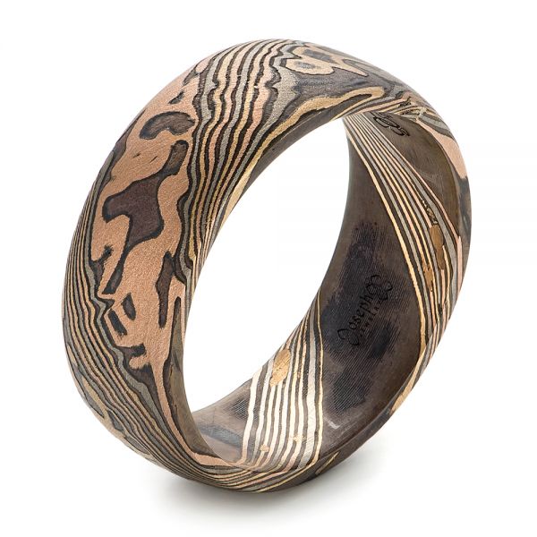 Men's Mokume Wedding Band - Three-Quarter View -  102539