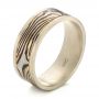 Men's Unplated Mokume Wedding Band - Three-Quarter View -  103892 - Thumbnail