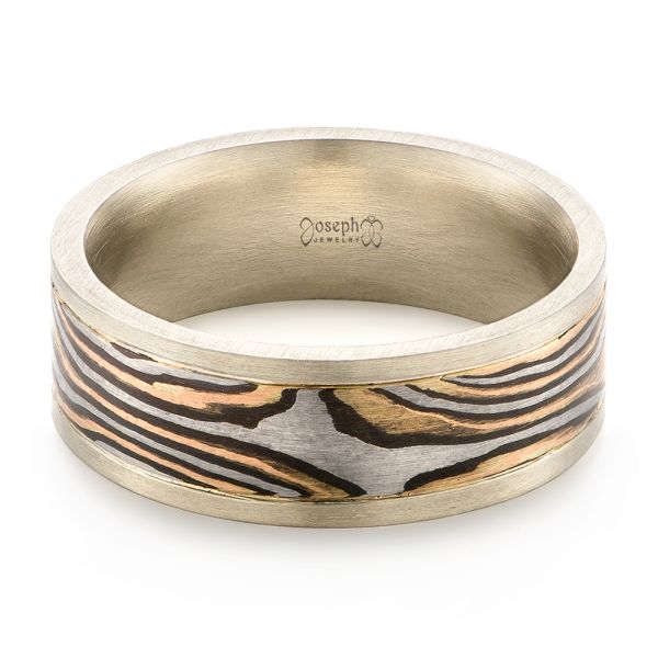 Men's Unplated Mokume Wedding Band - Flat View -  103892