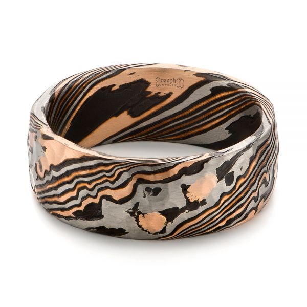 Men's Mokume Wedding Band - Flat View -  103893